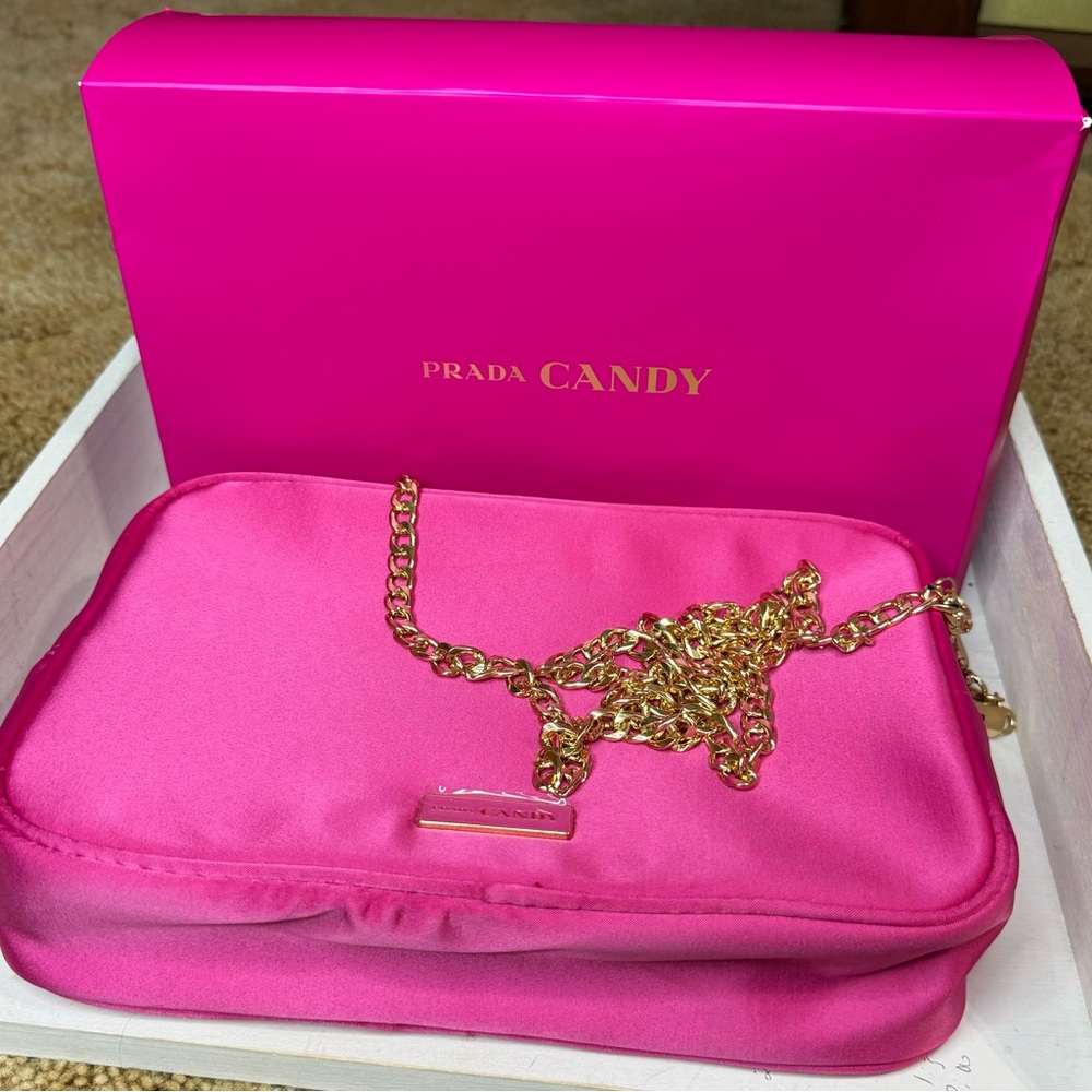PRADA Beauty Cosmetic Makeup Pouch to Crossbody Bag With Chain & Tassel NIB